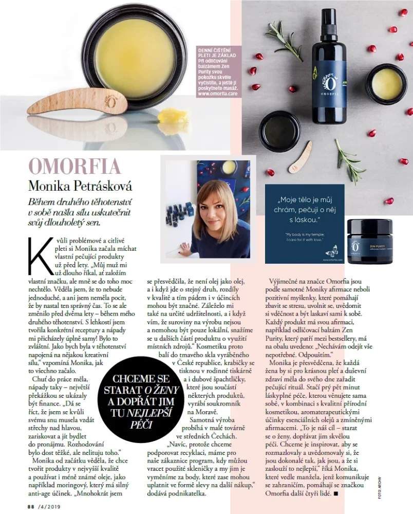KOSMETIKA OMORFIA V ČASOPISE GLANC